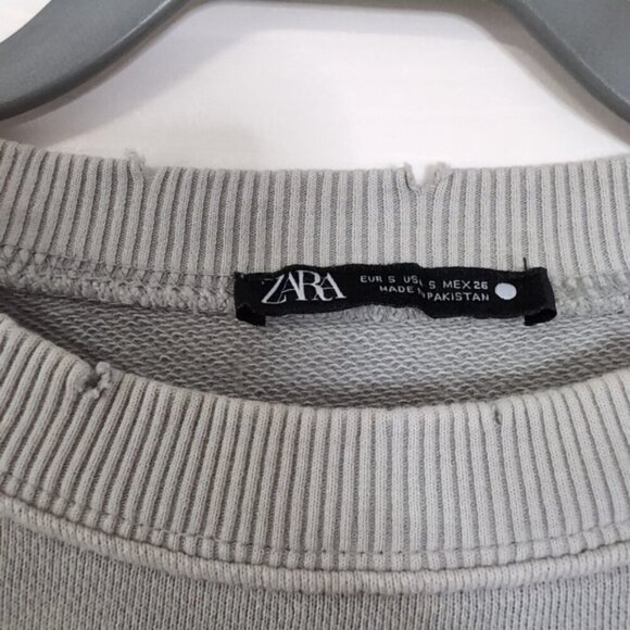 Zara Distressed Grunge Retro 90s Cyberpunk Urban Streetwear Crop Boxy Sweater S - Picture 3 of 7